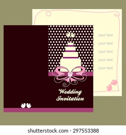 Wedding invitation with cake