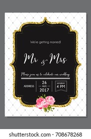 Wedding invitation calligraphy card, lettering vector design. Hand written wedding day romantic card with text Mr & Mrs.