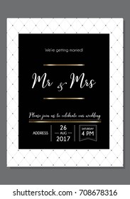 Wedding invitation calligraphy card, lettering vector design. Hand written wedding day romantic card with text Mr & Mrs.