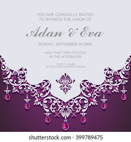 Wedding invitation or card with abstract background. Islam, Arabic, Indian, Turkish, Ottoman, Pakistan motifs.