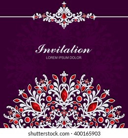 Wedding invitation or card with abstract background. Islam, Arabic, Indian.