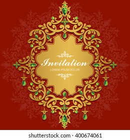 Wedding invitation or card with abstract background. Islam, Arabic, Indian.