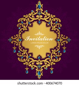 Wedding invitation or card with abstract background. Islam, Arabic, Indian.