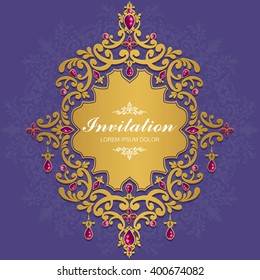 Wedding invitation or card with abstract background. Islam, Arabic, Indian.