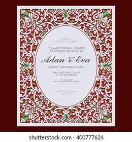 Wedding invitation or card with abstract background. Islam, Arabic, Indian.
