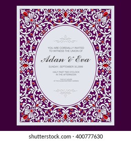 Wedding invitation or card with abstract background. Islam, Arabic, Indian.