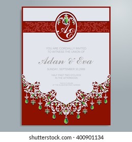 Wedding invitation or card with abstract background. Islam, Arabic, Indian.