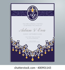 Wedding invitation or card with abstract background. Islam, Arabic, Indian.