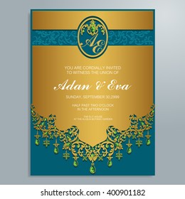 Wedding invitation or card with abstract background. Islam, Arabic, Indian.