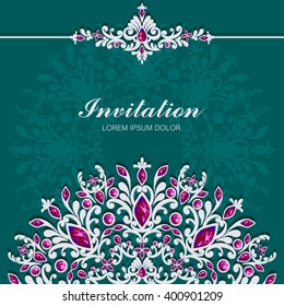 Wedding invitation or card with abstract background. Islam, Arabic, Indian.