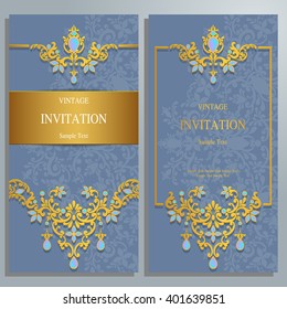 Wedding invitation or card with abstract background. Islam, Arabic, Indian.