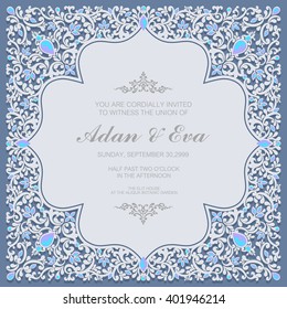 Wedding invitation or card with abstract background. Islam, Arabic, Indian.