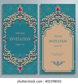 Wedding invitation or card with abstract background. Islam, Arabic, Indian.