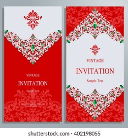 Wedding invitation or card with abstract background. Islam, Arabic, Indian.