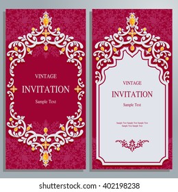 Wedding invitation or card with abstract background. Islam, Arabic, Indian.
