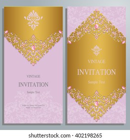Wedding invitation or card with abstract background. Islam, Arabic, Indian.