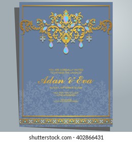 Wedding invitation or card with abstract background. Islam, Arabic, Indian.