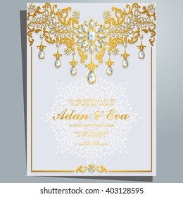 Wedding invitation or card with abstract background. Islam, Arabic, Indian.