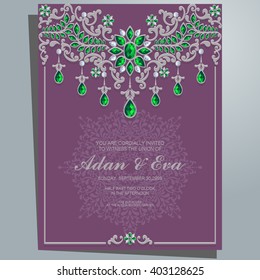 Wedding invitation or card with abstract background. Islam, Arabic, Indian.