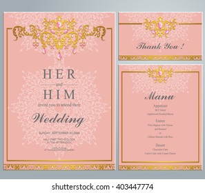 Wedding invitation or card with abstract background. Islam, Arabic, Indian.