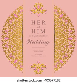 Wedding invitation or card with abstract background. Islam, Arabic, Indian.