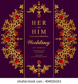 Wedding invitation or card with abstract background. Islam, Arabic, Indian.