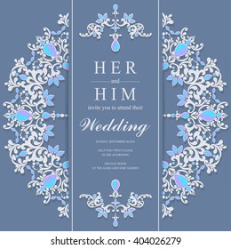 Wedding invitation or card with abstract background. Islam, Arabic, Indian.