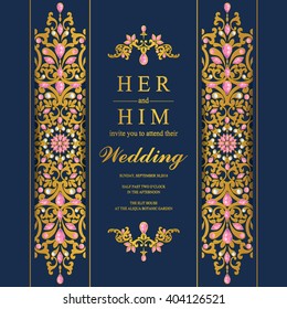 Wedding invitation or card with abstract background. Islam, Arabic, Indian.