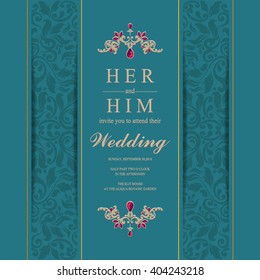 Invitación de Boda o tarjeta con fondo abstracto. Islam, árabe, indio.