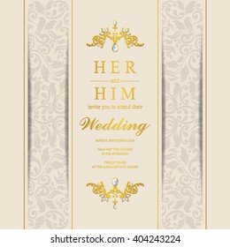 Wedding invitation or card with abstract background. Islam, Arabic, Indian.