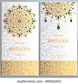 Wedding invitation or card with abstract background. Islam, Arabic, Indian, Dubai.