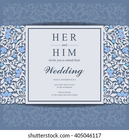 Wedding invitation or card with abstract background. Islam, Arabic, Indian, Dubai.