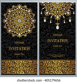 Wedding invitation or card with abstract background. Islam, Arabic, Indian, Dubai.