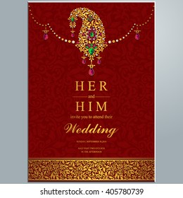 Wedding invitation or card with abstract background. Islam, Arabic, Indian, Dubai.
