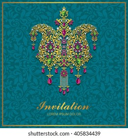 Wedding invitation or card with abstract background. Islam, Arabic, Indian, Dubai.