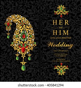 Wedding invitation or card with abstract background. Islam, Arabic, Indian, Dubai.