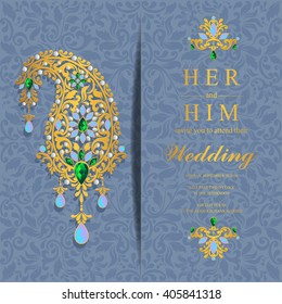 Wedding invitation or card with abstract background. Islam, Arabic, Indian, Dubai.