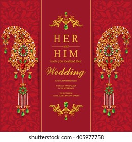Wedding invitation or card with abstract background. Islam, Arabic, Indian, Dubai.