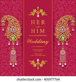 Wedding invitation or card with abstract background. Islam, Arabic, Indian, Dubai.