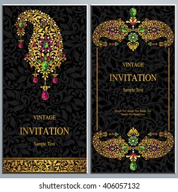 Wedding invitation or card with abstract background. Islam, Arabic, Indian, Dubai.