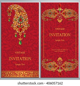 Wedding invitation or card with abstract background. Islam, Arabic, Indian, Dubai.