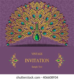 Wedding invitation or card with abstract background. Islam, Arabic, Indian, Dubai.