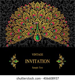 Wedding invitation or card with abstract background. Islam, Arabic, Indian, Dubai.
