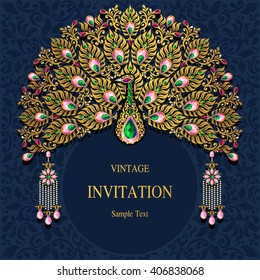 Wedding invitation or card with abstract background. Islam, Arabic, Indian, Dubai.