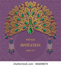Wedding invitation or card with abstract background. Islam, Arabic, Indian, Dubai.