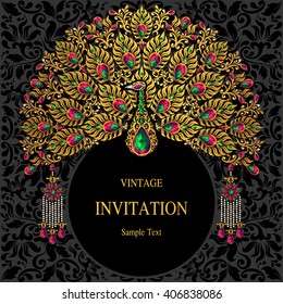 Wedding invitation or card with abstract background. Islam, Arabic, Indian, Dubai.