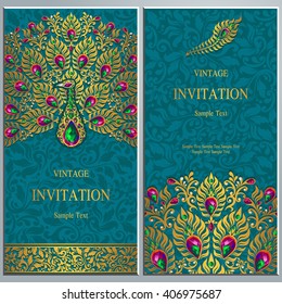 Wedding invitation or card with abstract background. Islam, Arabic, Indian, Dubai.
