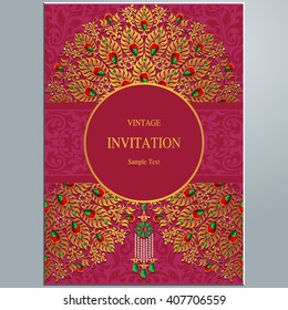 Wedding invitation or card with abstract background. Islam, Arabic, Indian, Dubai.