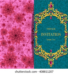 Wedding invitation or card with abstract background. Islam, Arabic, Indian, Dubai.