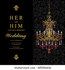 Wedding invitation or card with abstract background. Islam, Arabic, Indian, Dubai.